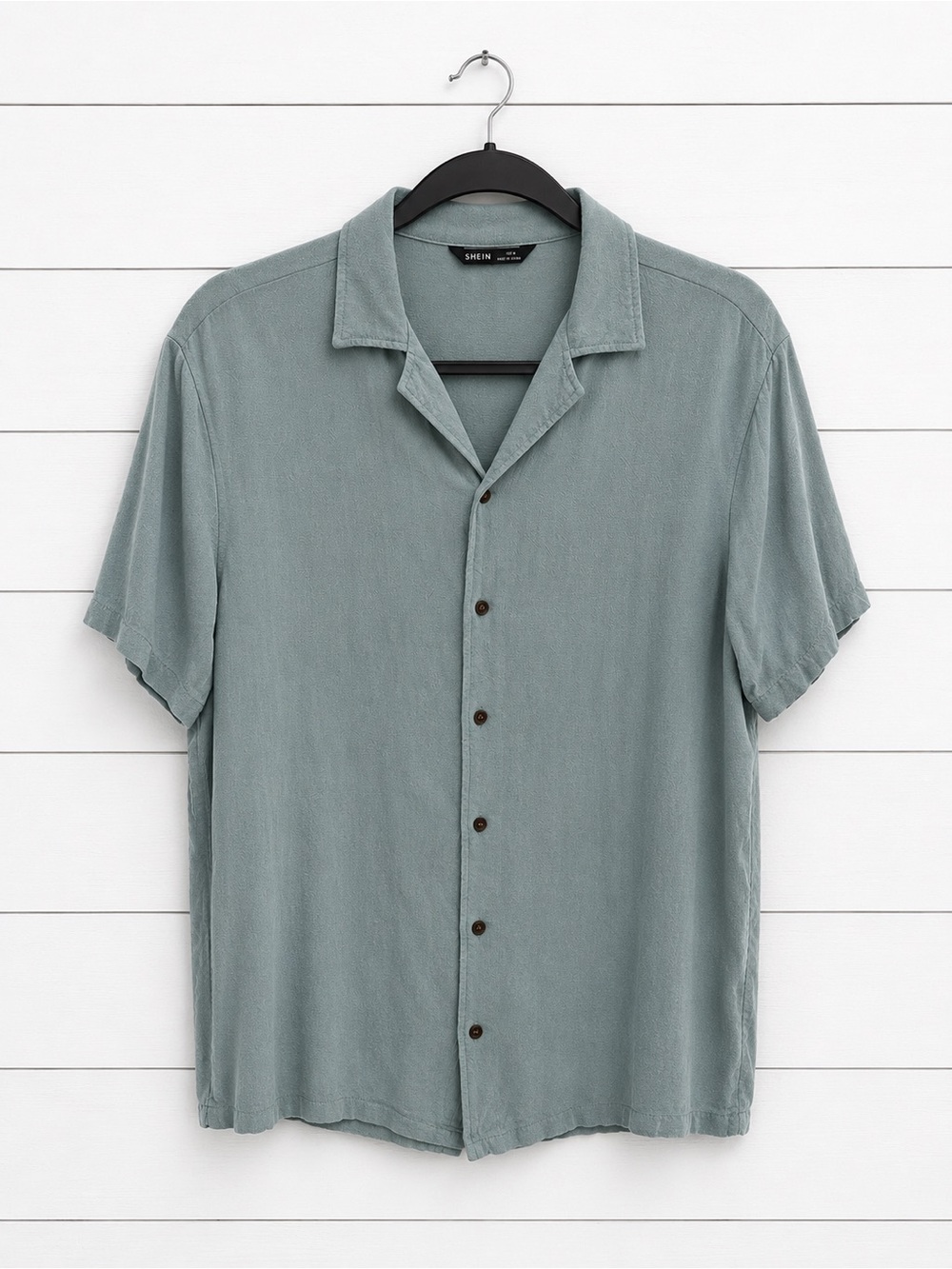 SHEIN Men's Short-Sleeve Button-Down Shirt in Sage